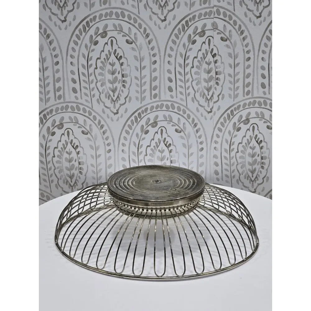Mid-Century Modern Style Oval Silver Open Loop Wire Fruit Bread Basket Retro MCM